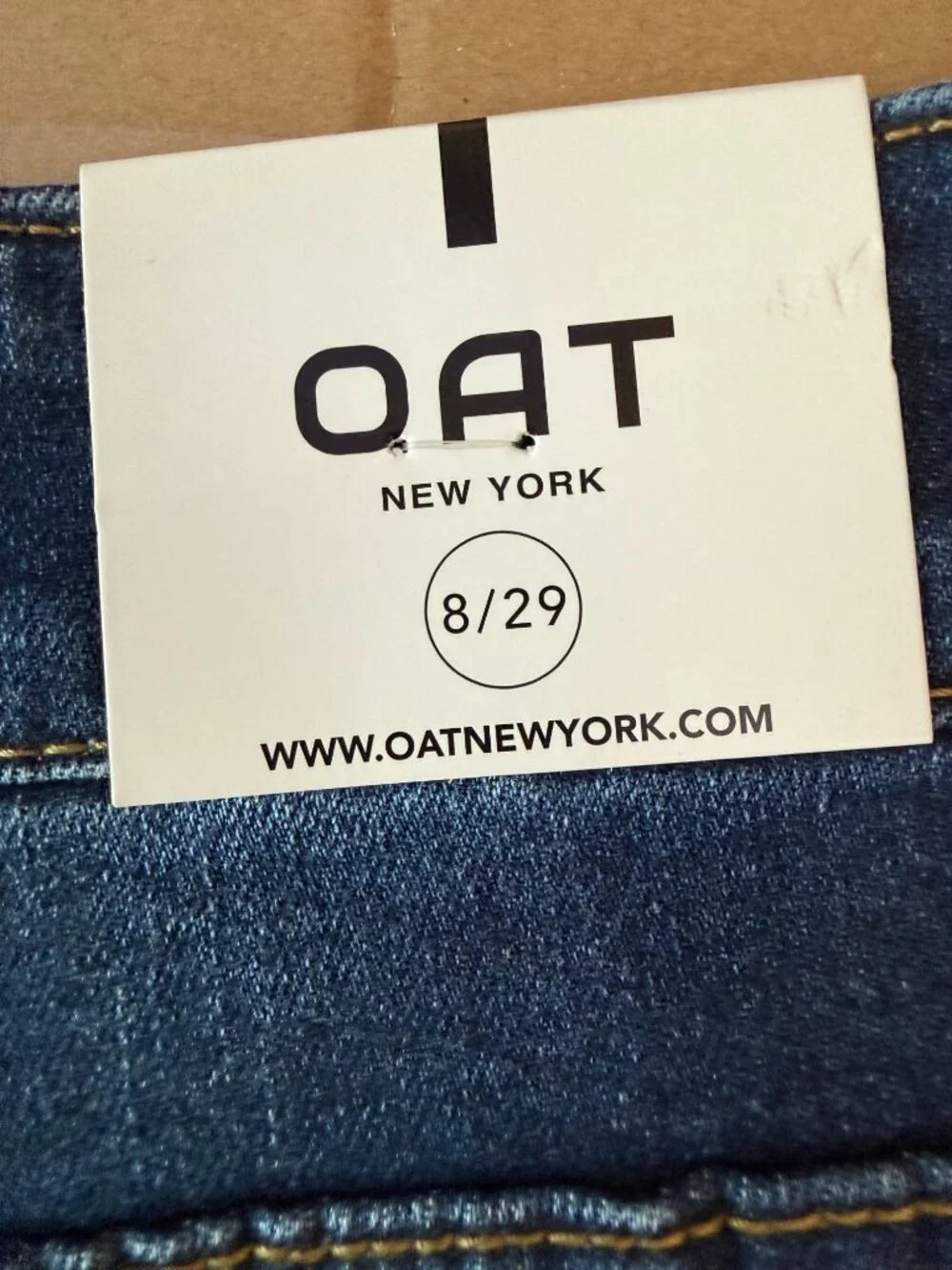 OAT New York High Rise Wide Leg Blue Jeans Size 8/29 Raw Hem Classic Modern